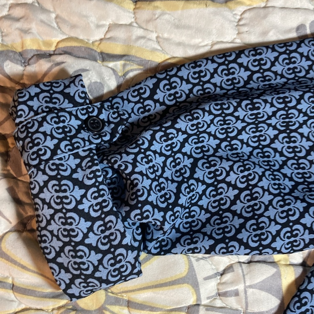 Loft Patterned Work Blouse Roll-Up Sleeves Size Medium - Picture 9 of 12